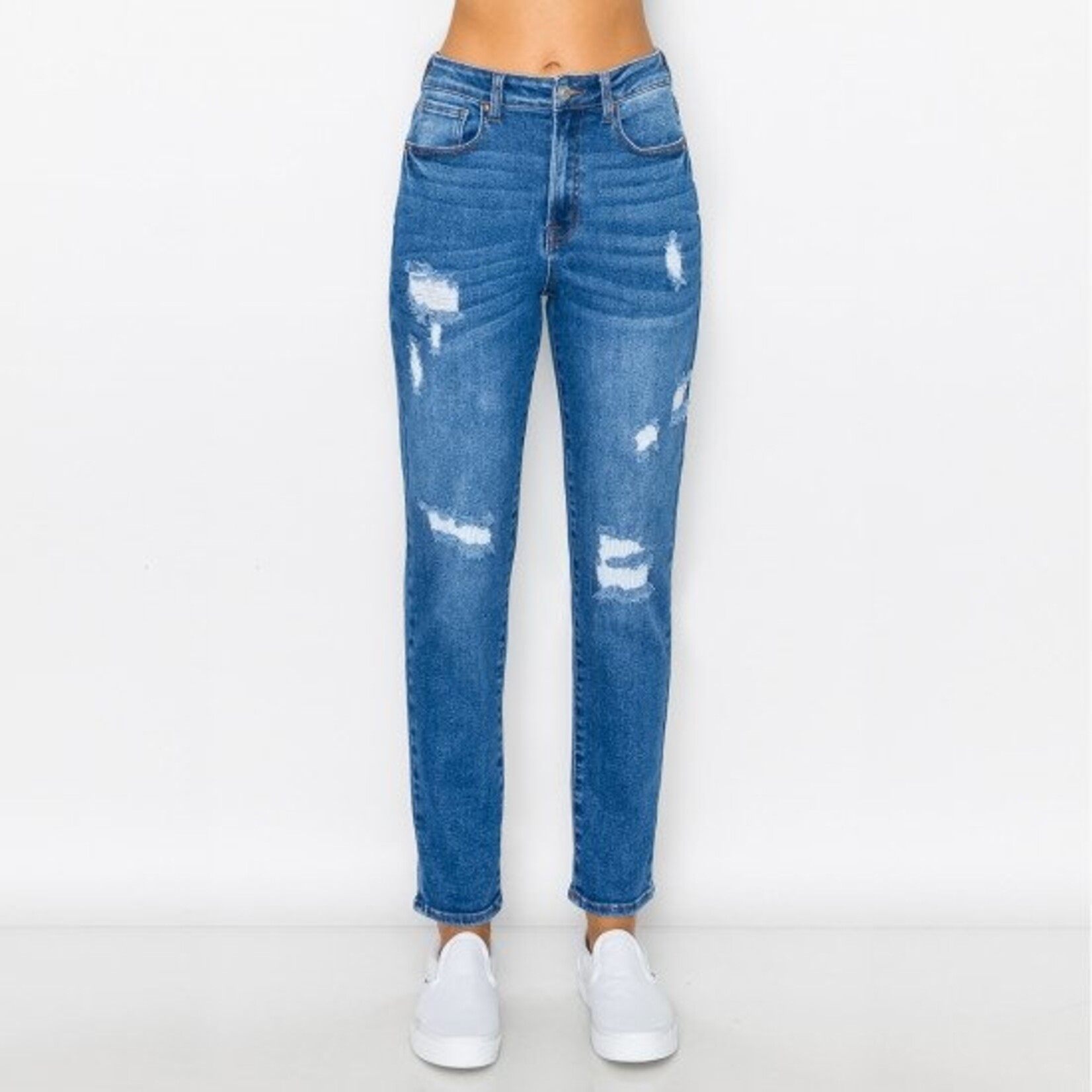 Wax Jeans Wax Jean - Mended Destructed Mom Jean - 90255