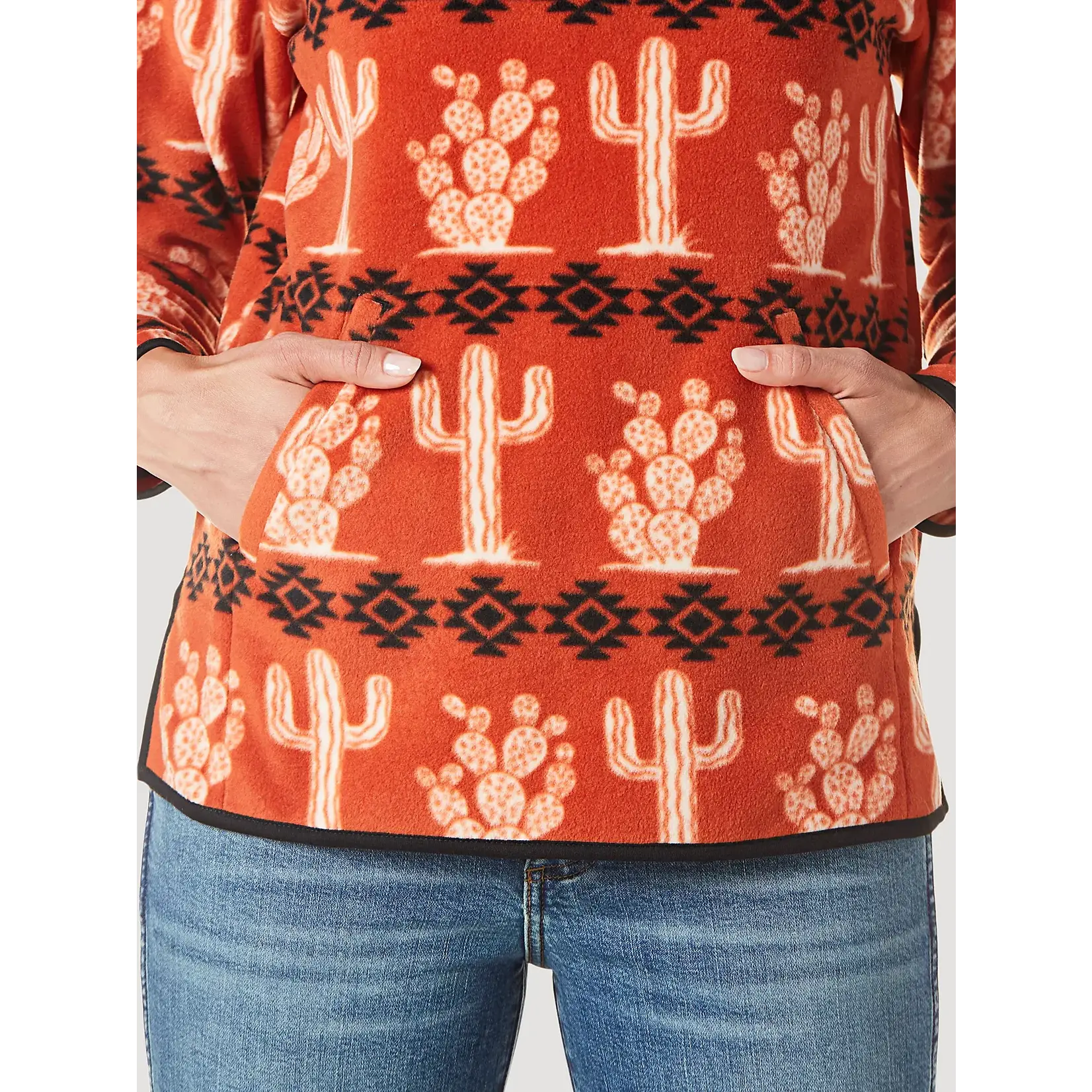 Wrangler Women's Allover Cactus Quarter-Zip Fleece Pullover - 112335656