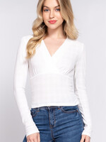 ACTIVE USA, INC. Long Sleeve Front Surplice Knit Top - T13655