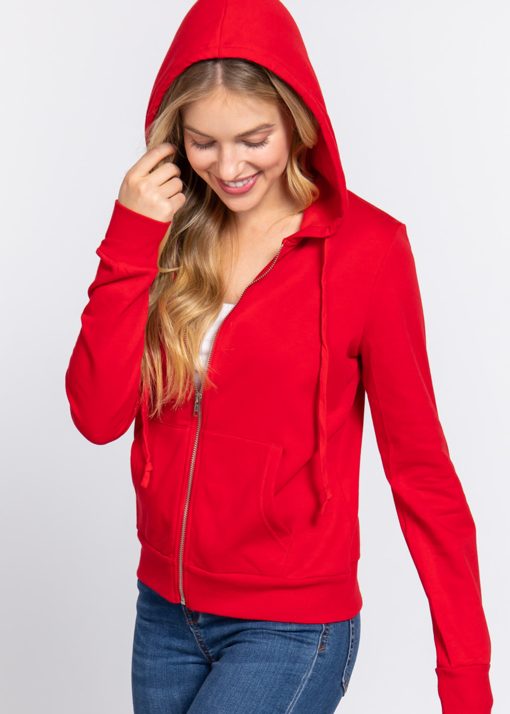 Essentials Women's French Terry Hooded Tunic Sweatshirt, Red,  X-Small : : Clothing, Shoes & Accessories