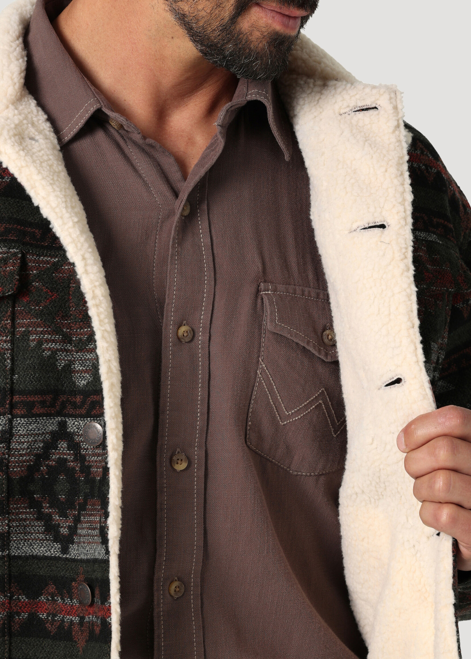 Men's Wrangler® Sherpa Lined Jacquard Print Jacket, JACKETS & OUTERWEAR