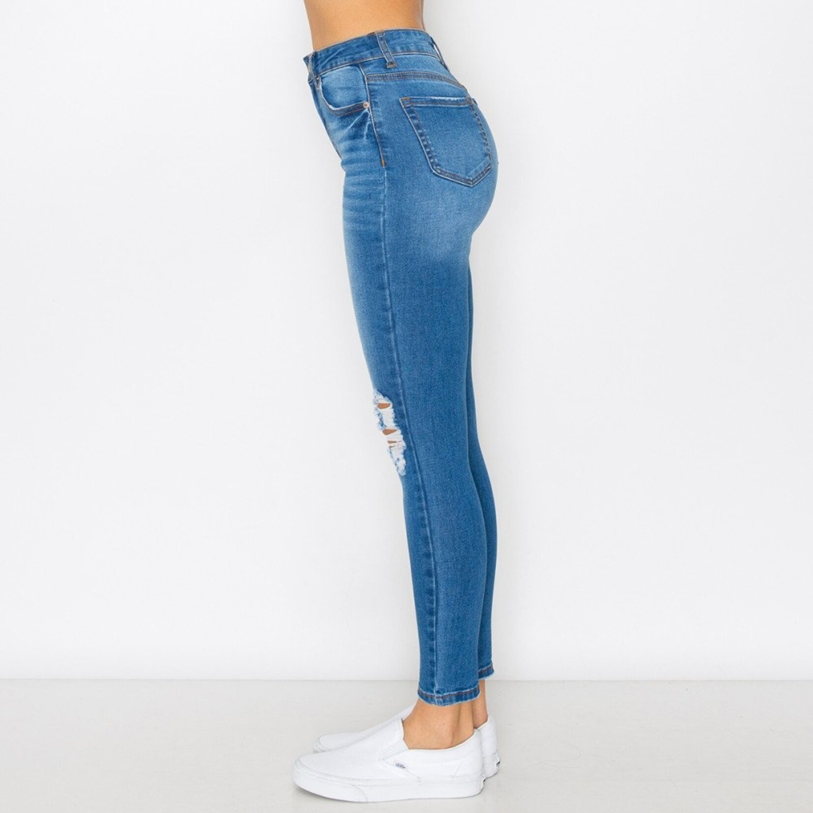 Wax Jeans Wax Jean - High-Rise Knee Destructed Skinny W/ 3D Whiskers - 90297