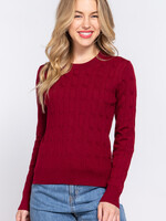 ACTIVE USA, INC. Active USA - Women's Long Sleeve Cable Sweater - SW13722