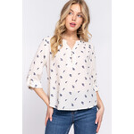 ACTIVE USA, INC. Active USA - Women's 3/4 Sleeve Printed Woven Blouse - T13657