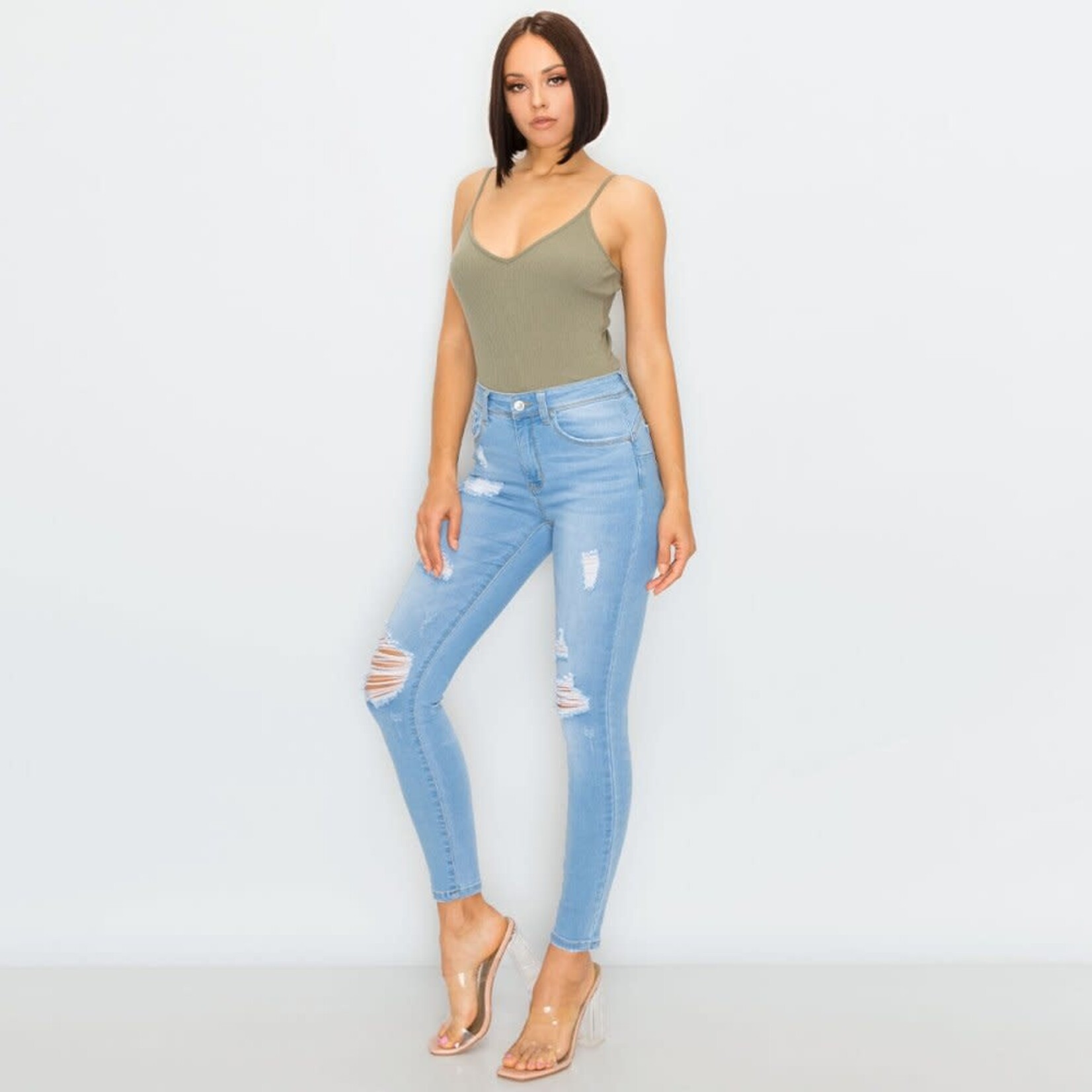 Wax Jeans Wax Jeans - Women’s Push-up Destructed Basic Skinny Jean - 90240