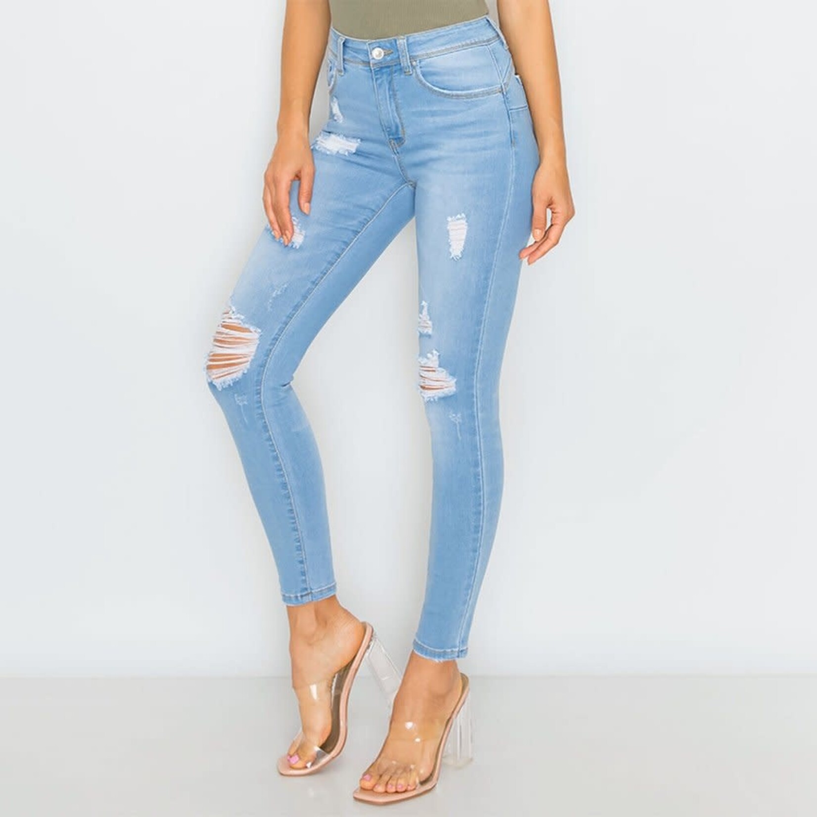 Wax Jeans Wax Jeans - Women’s Push-up Destructed Basic Skinny Jean - 90240