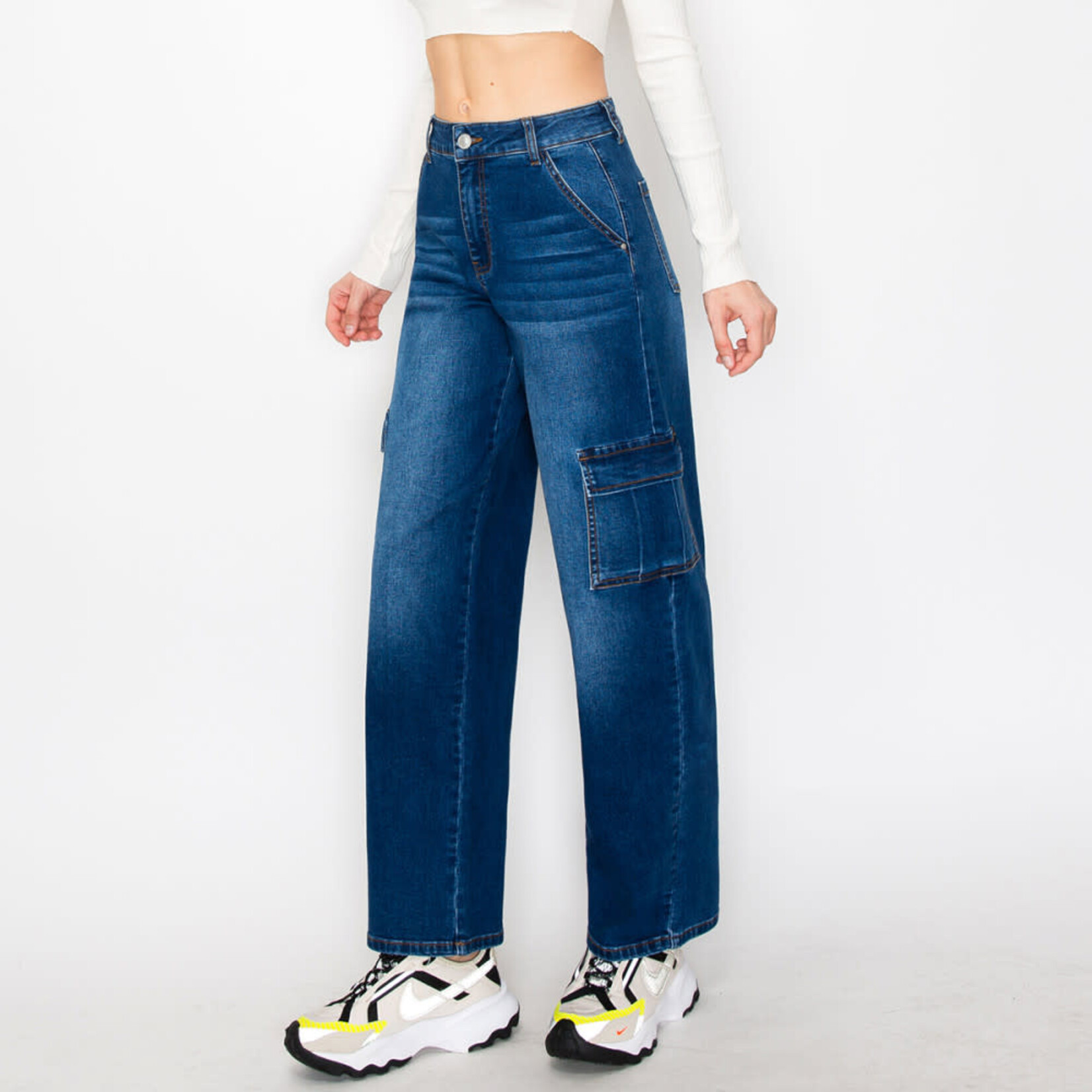 Wax Jeans Wax Jean - Women's Cargo Long Denim Slanted Pocket Jean - 90337