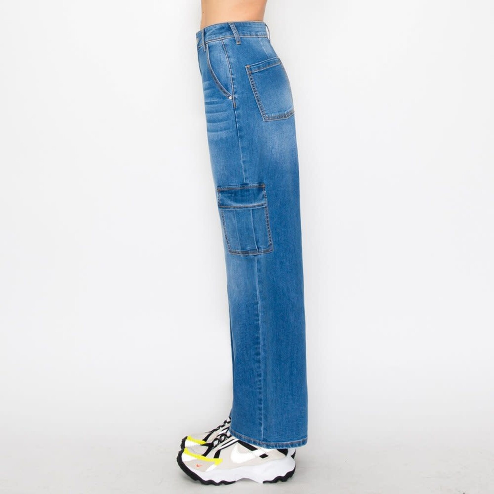 Wax Jeans Wax Jean - Women's Cargo Long Denim Slanted Pocket Jean - 90337