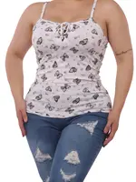 ACTING PRO WOMENS PLUS SIZE LACE -UP TANK RIBBED TOP-XSS74G