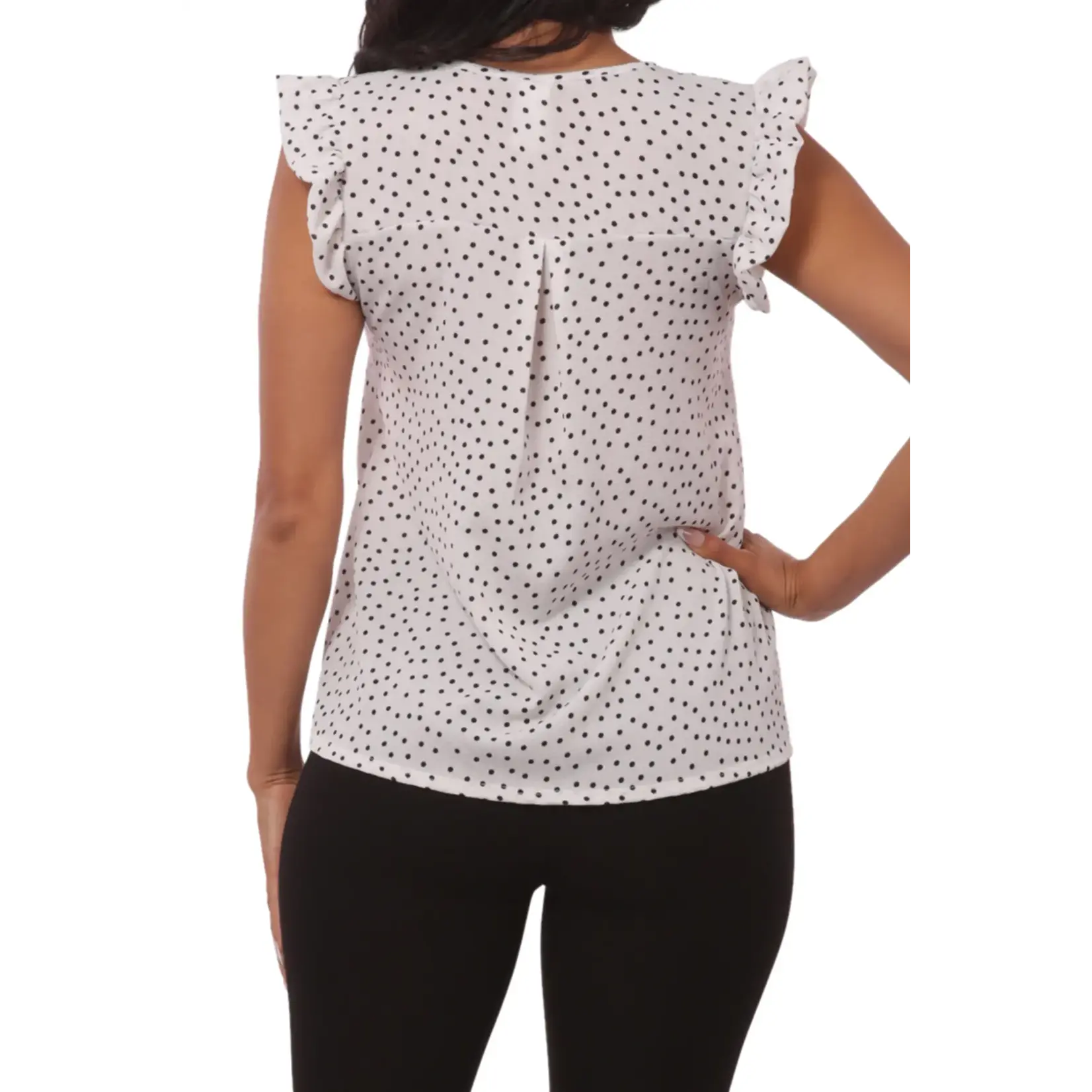 ACTING PRO WOMENS TOP WHITH RUFFLE ARMHOLE DETAIL-T7388