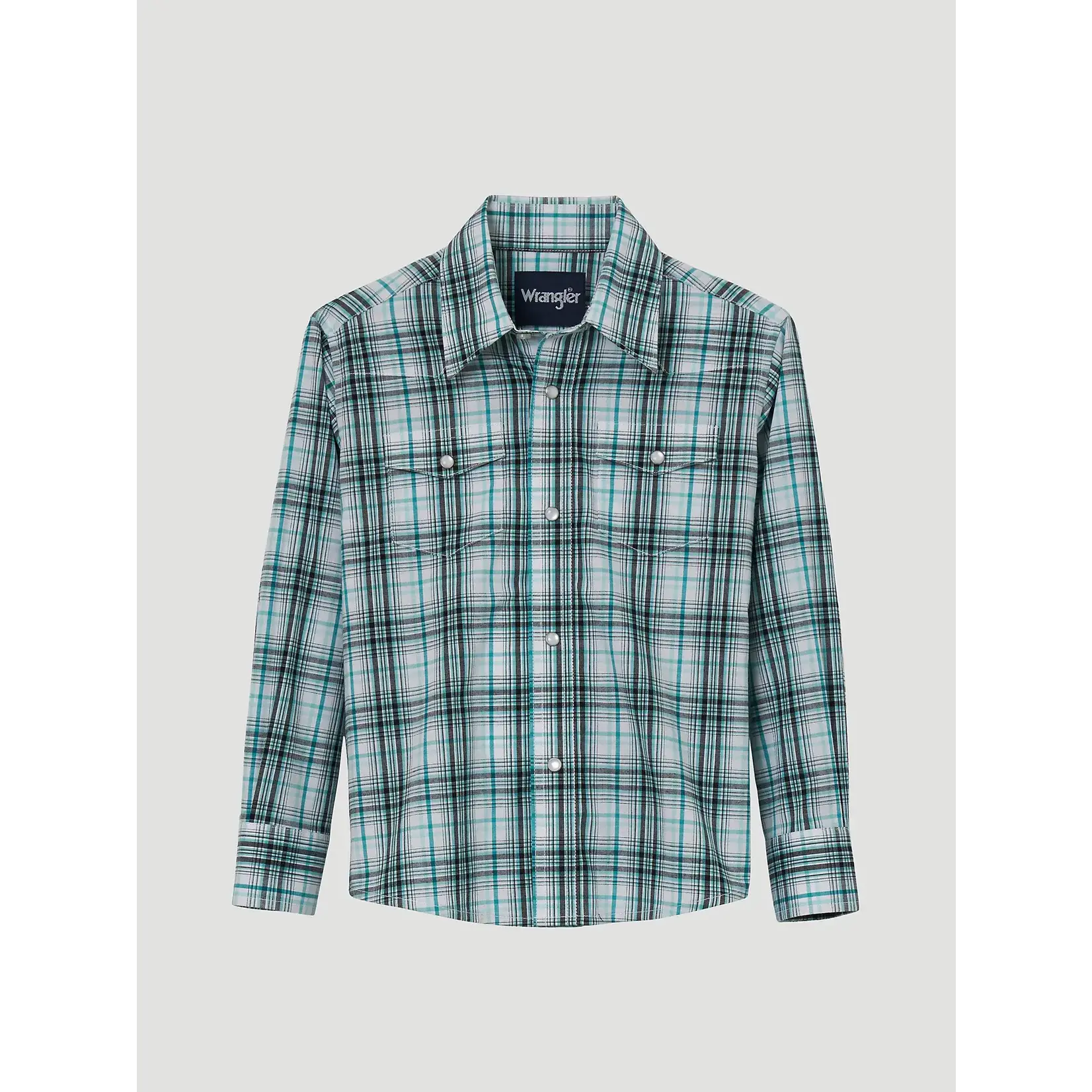 Wrangler Boy's Long Sleeve Wrinkle Resist Western Snap Plaid Shirt - 112344414