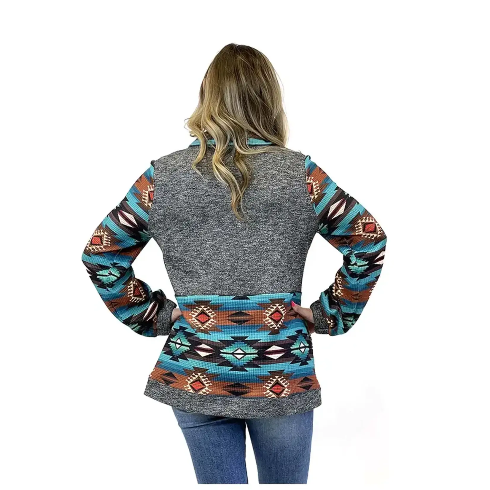 Fashion Express Women’s Zip Up Aztec Print Jacket - T1042