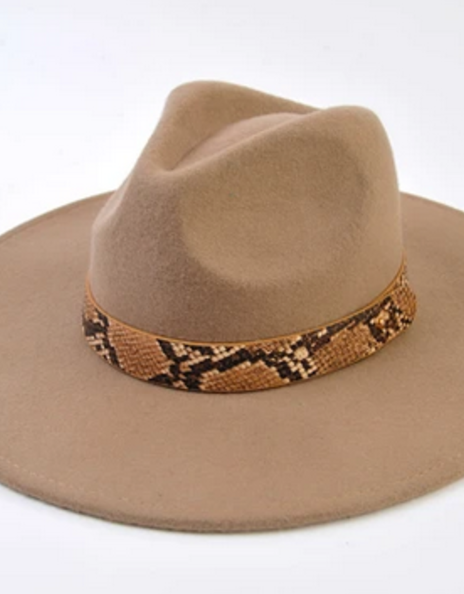 Lucca Couture Taupe Snake Trim Wool Fedora
