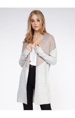 BLACK TAPE L/SLV COLOR BLOCK OPEN CARDIGAN