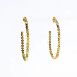 LOTUS JEWELRY STUDIO MARBLE HOOP EARRINGS GOLD VERMEIL