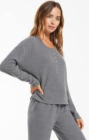 ZSUPPLY AIMEE HENLEY RIB TOP PEWTER