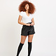 ELASTIC WAIST CUFFED PU SHORTS