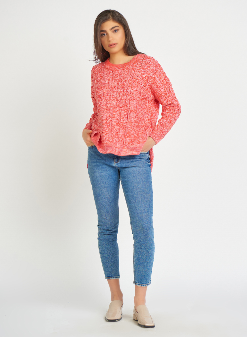 CABLE KNIT TUNIC SWEATER