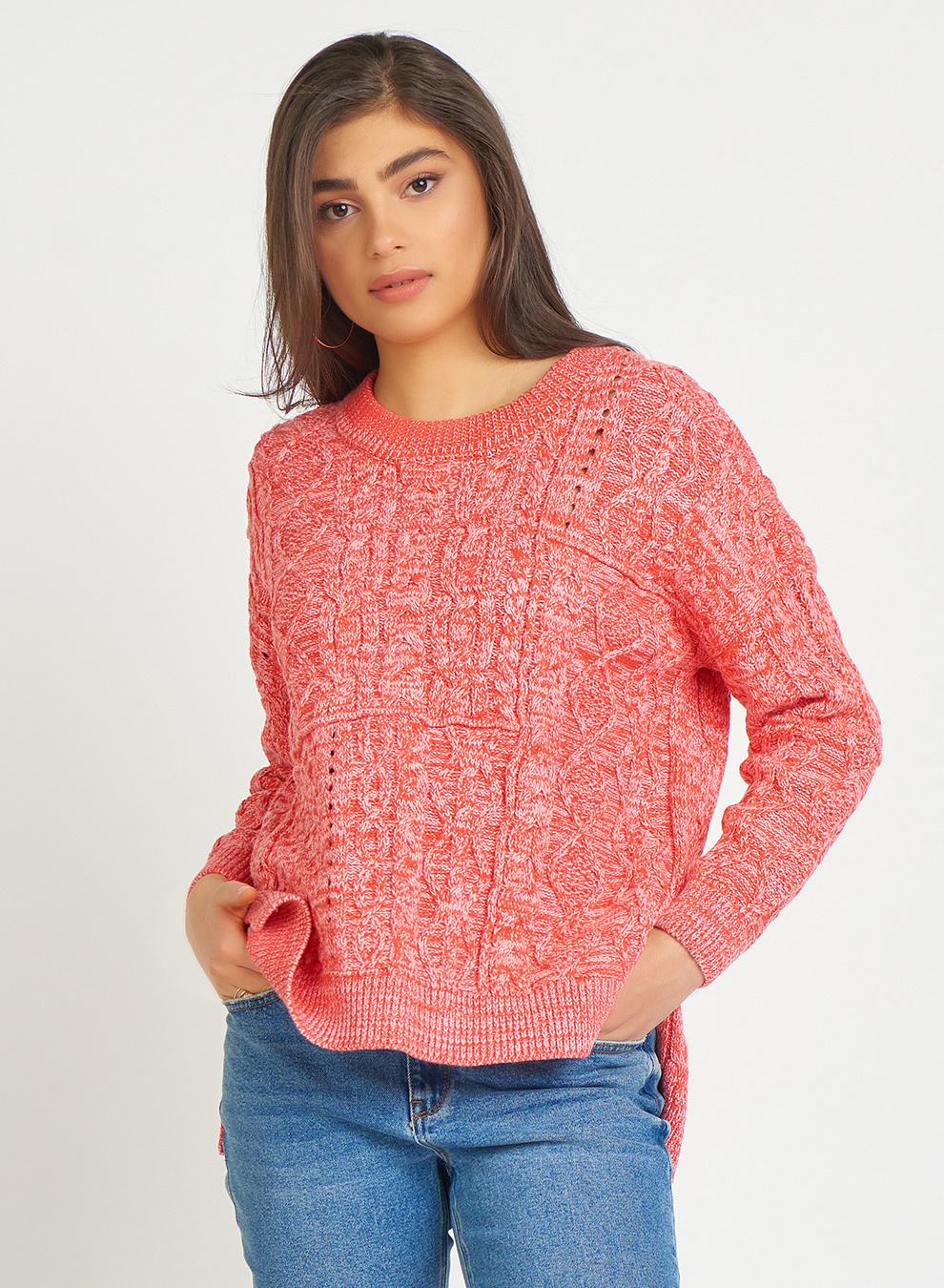 CABLE KNIT TUNIC SWEATER