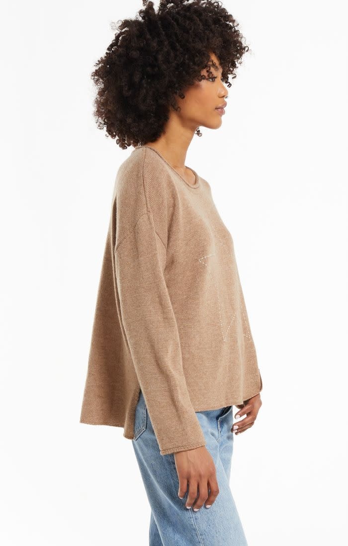 ZSUPPLY ADA STAR SWEATER - HEATHER CARAMEL