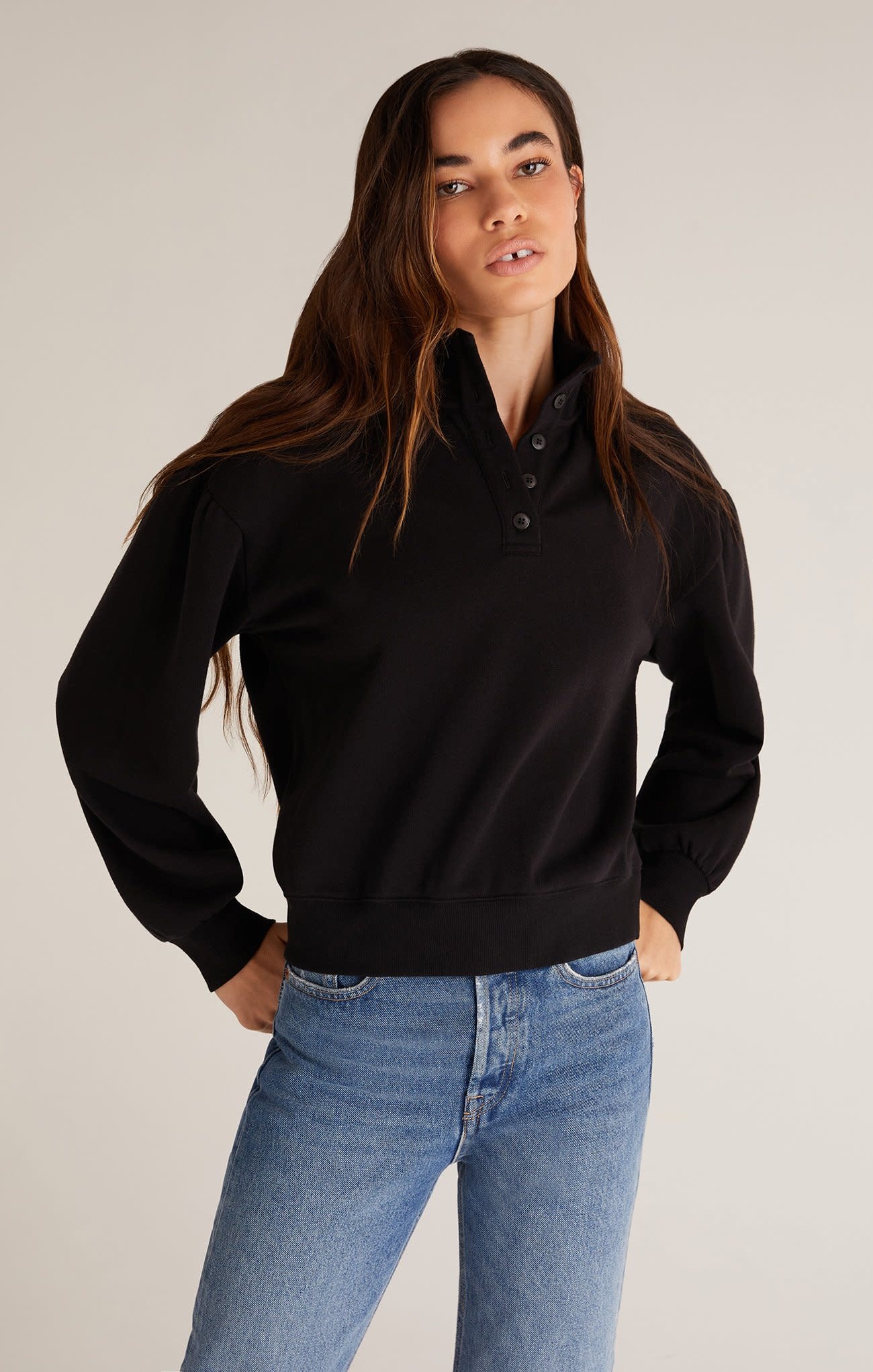 ZSUPPLY MONICA HENLEY PULLOVER WITH FULL SLEEVE