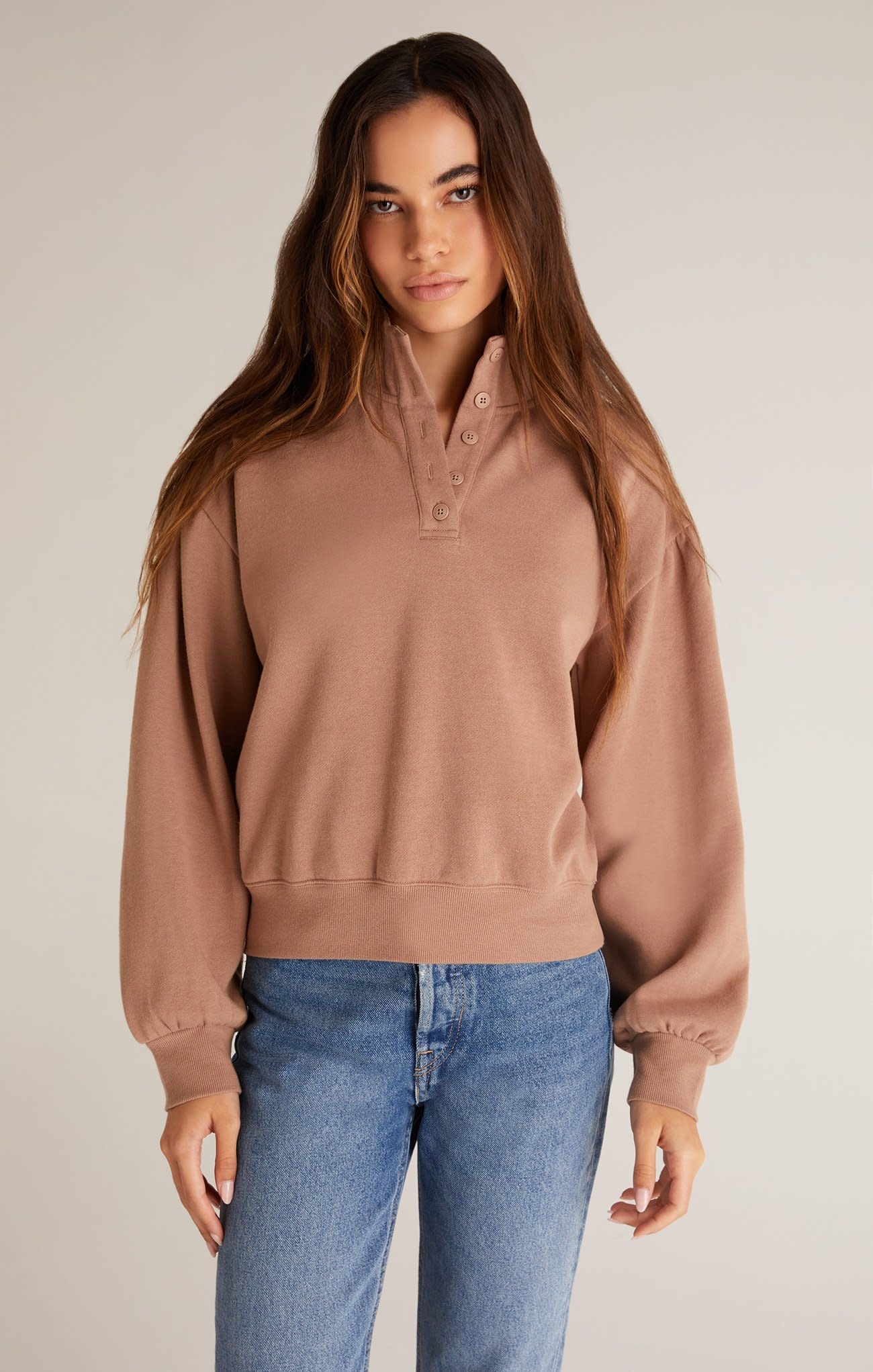 ZSUPPLY MONICA HENLEY PULLOVER WITH FULL SLEEVE