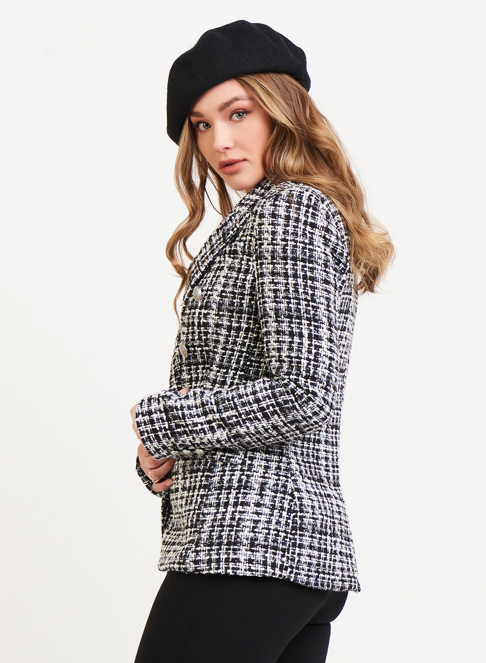 DOUBLE BREASTED TWEED BLAZER