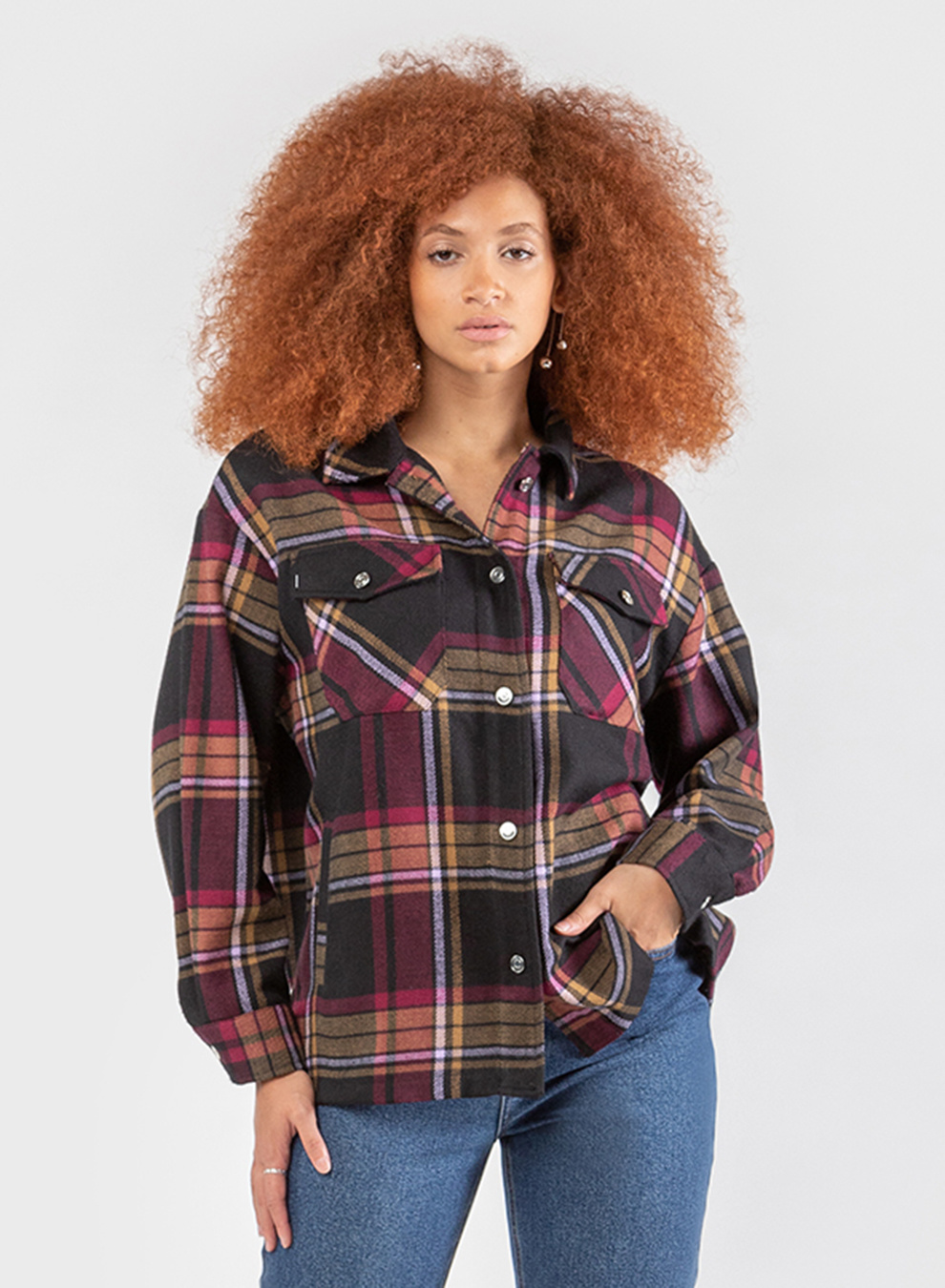 OVERSIZED PLAID SHIRT JACKET