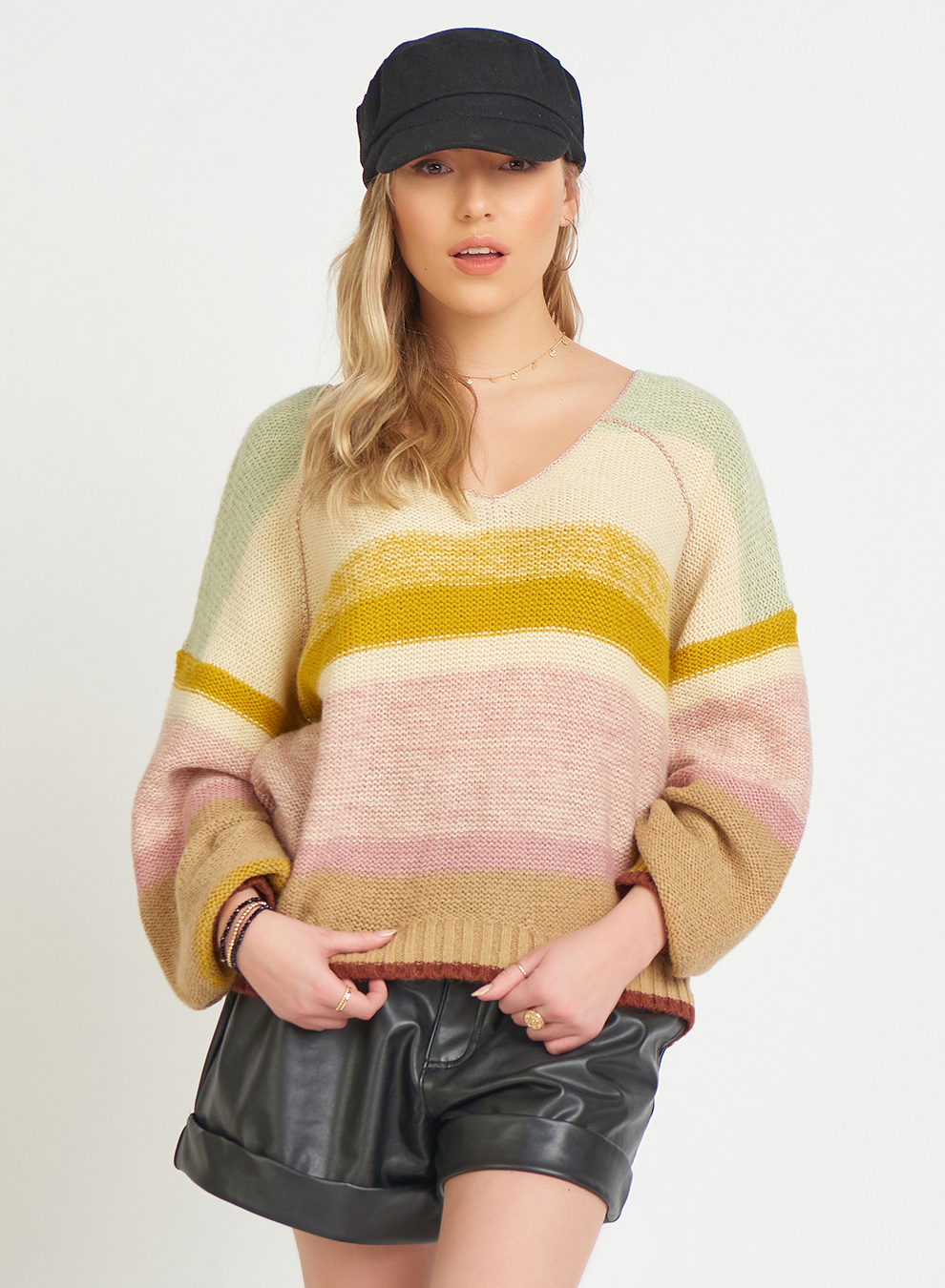 V-NECK MULTI COLORED SWEATER