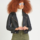 FAUX LEATHER HOODIE MOTO JACKET