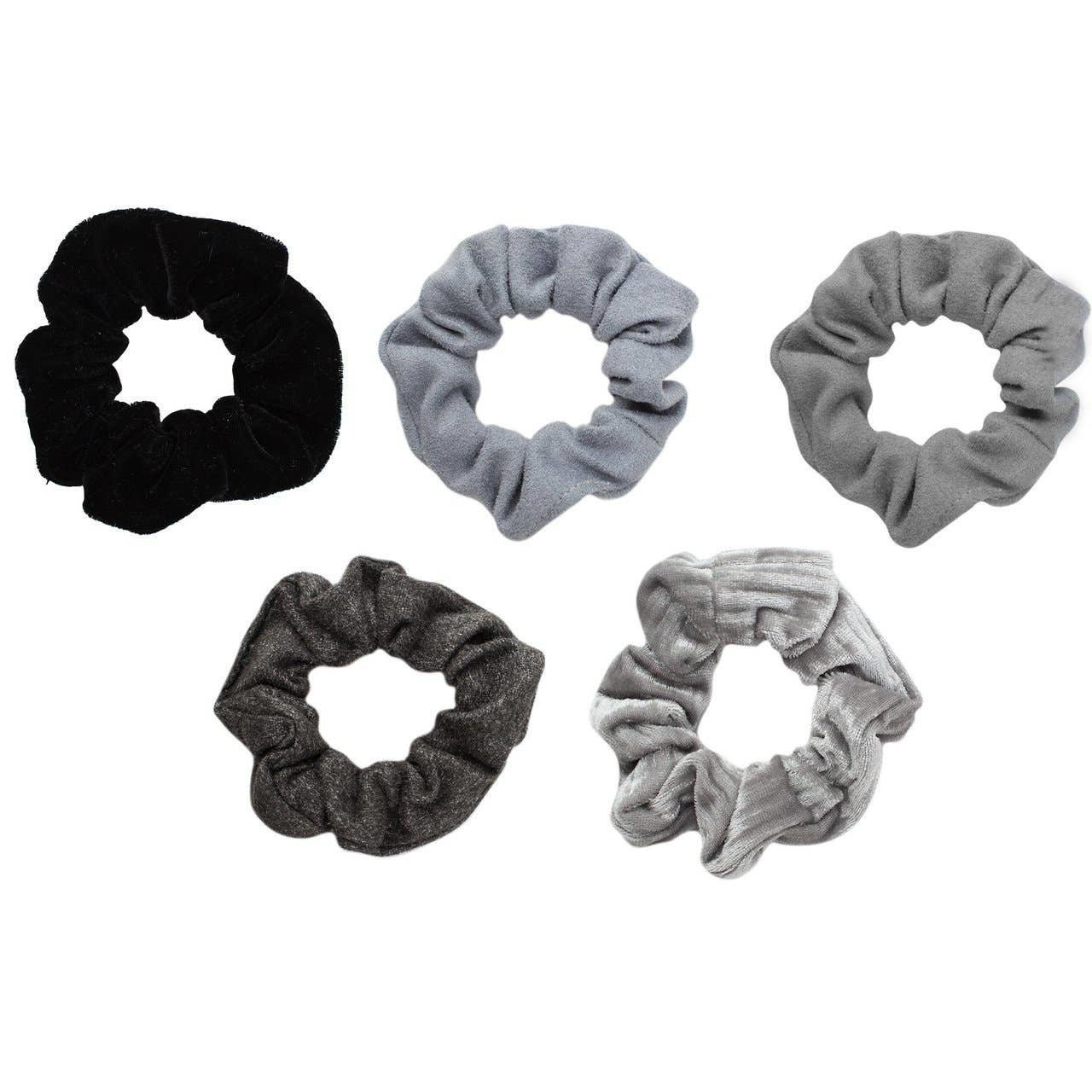 KITSCH VELVET SCRUNCHIE BLACK AND GREY