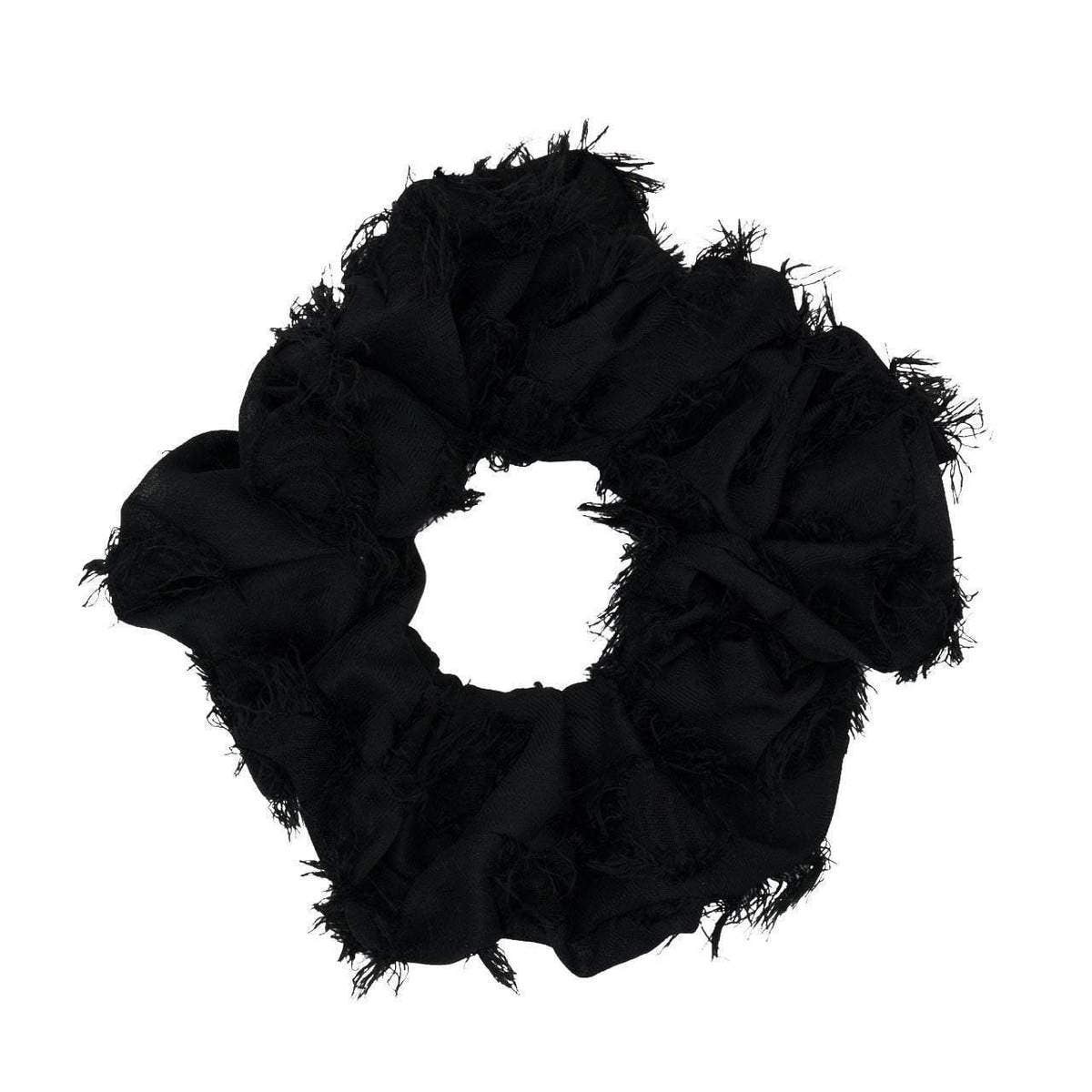 KITSCH BRUNCH SCRUNCHIE FRAYED BLACK