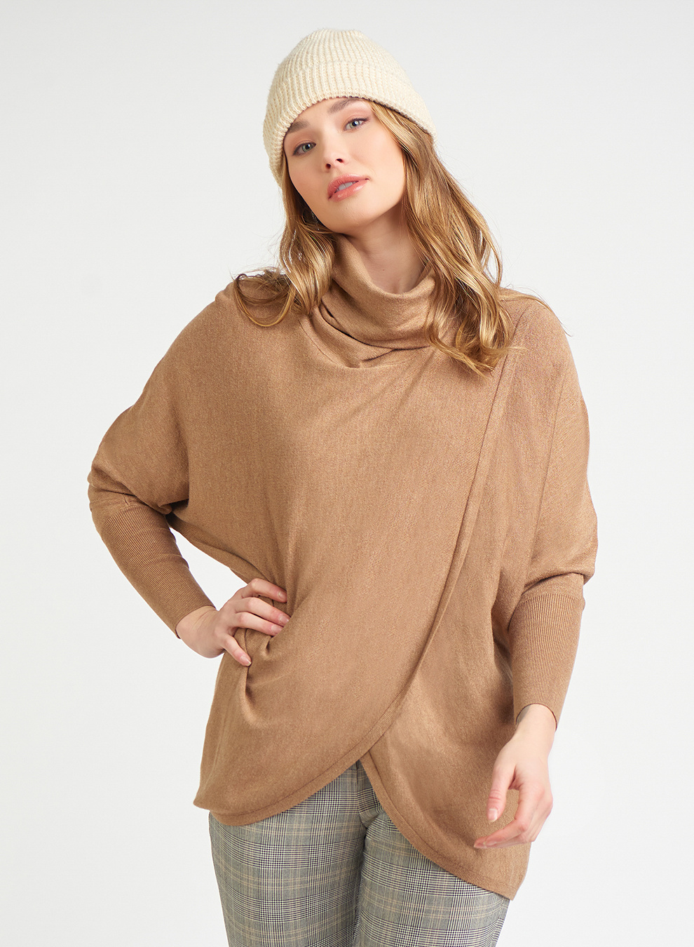 DRAPE COLLAR CROSSOVER TUNIC