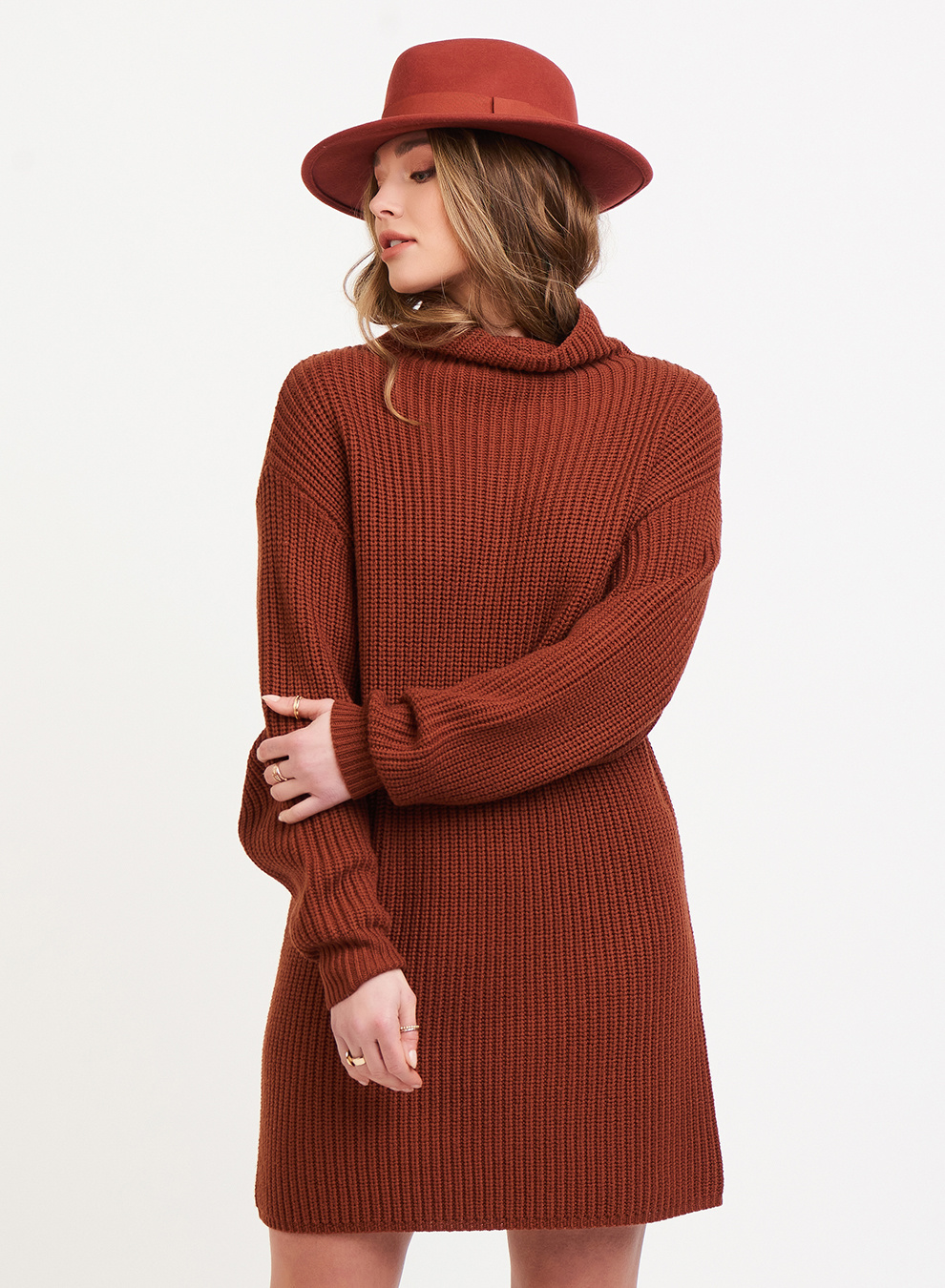 MOCK NECK SWEATER DRESS