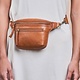 O MY BAG BECKS BUM BAG -COGNAC STROMBOLI LEATHER CHECKERED STRAP