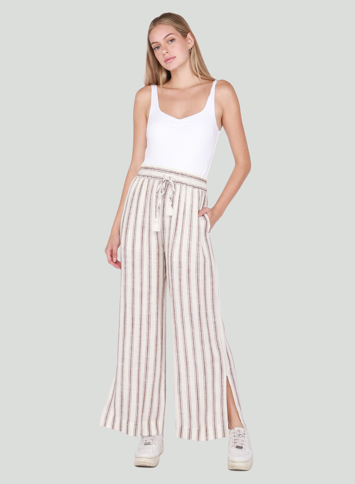 ELASTIC WAIST WIDE LEG PANT