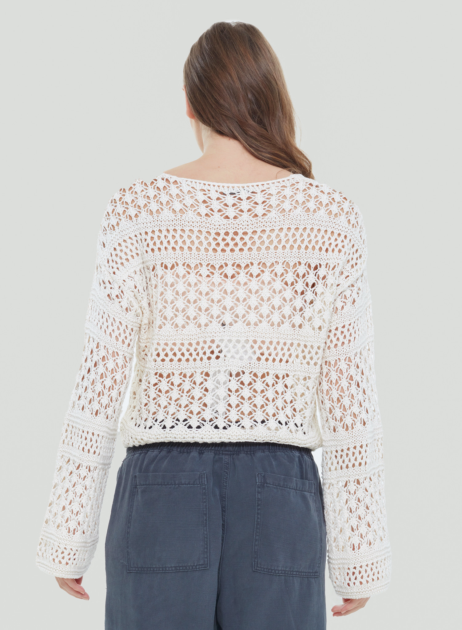 LACE UP CROCHET SWEATER