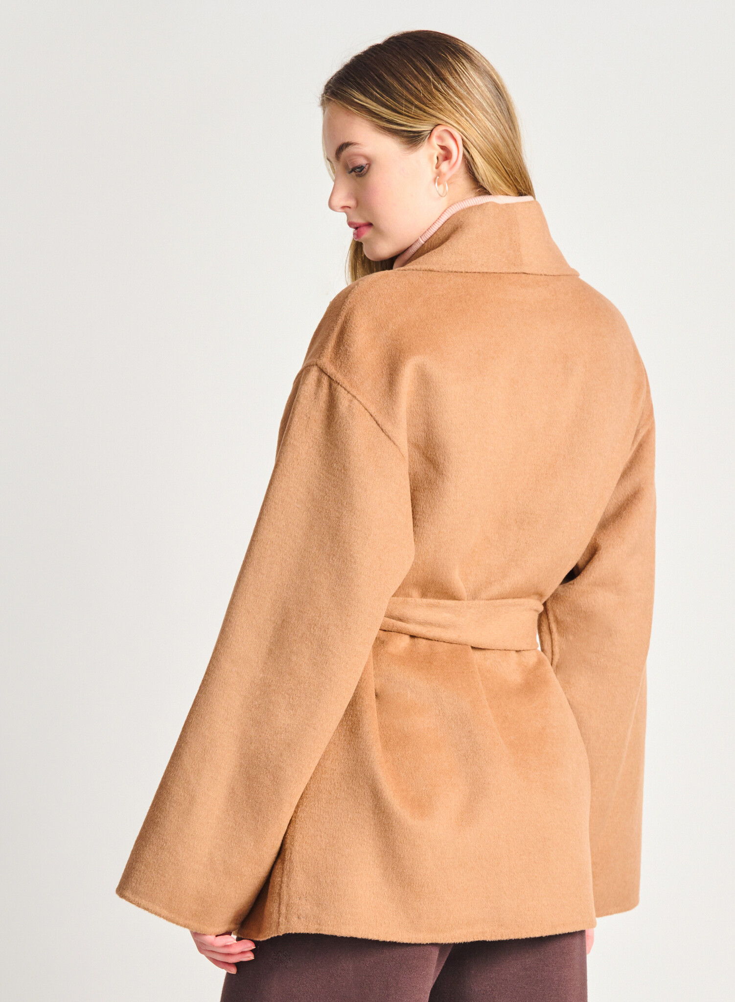 BELTED SHAWL COLLAR COAT