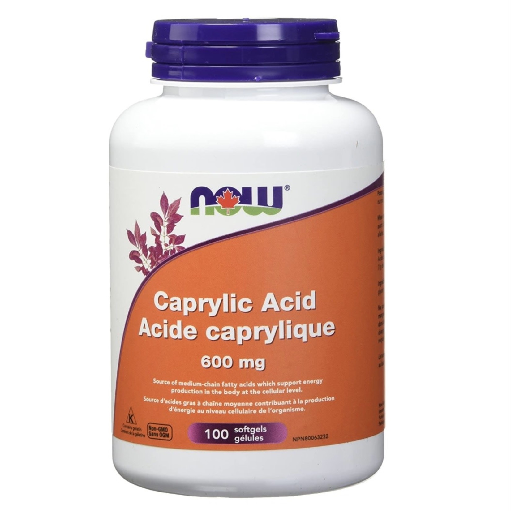 Now Now Caprylic Acid 600mg 100 softgels