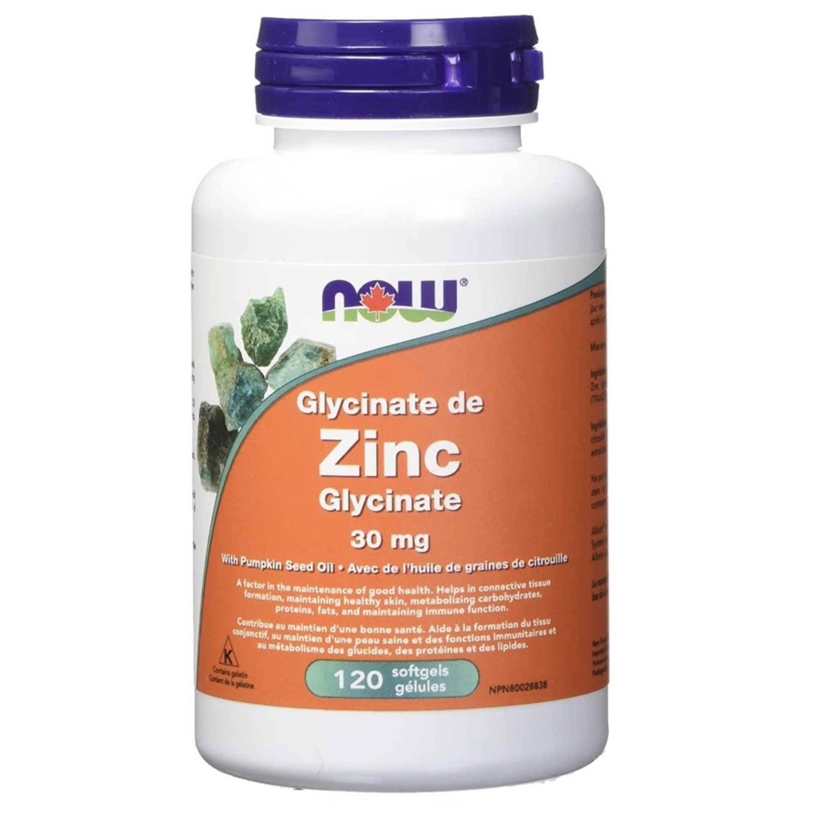 Now Now Zinc Glycinate 30mg 120 softgels