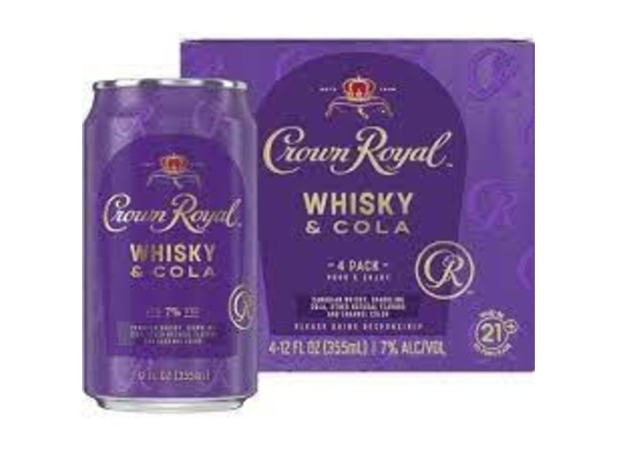 CROWN ROYAL WHISKEY & COLA COCKTAIL 4PK/12OZ CANS