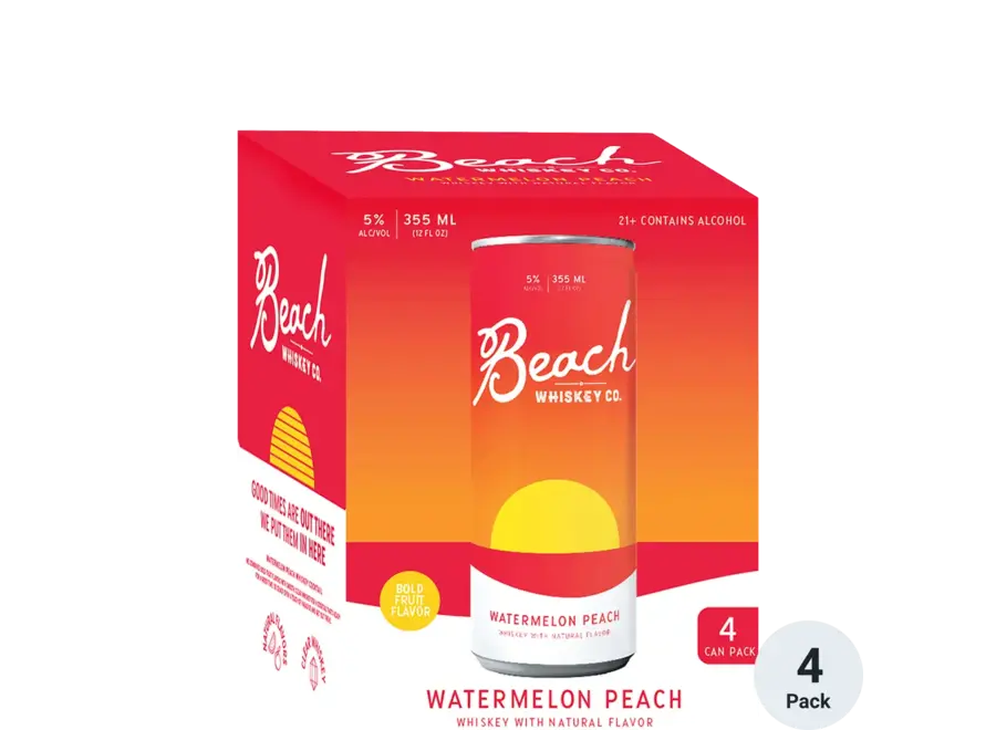 BEACH WHISKEY WATERMELON PEACH 4PK/12OZ CAN