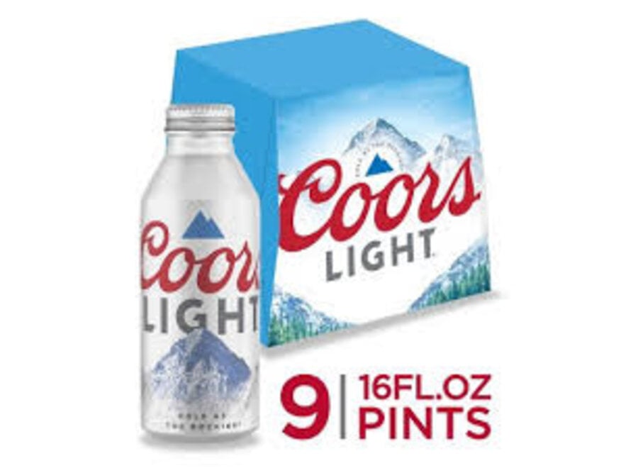 *COORS LIGHT ALUMINUM CANS 9PK/16OZ