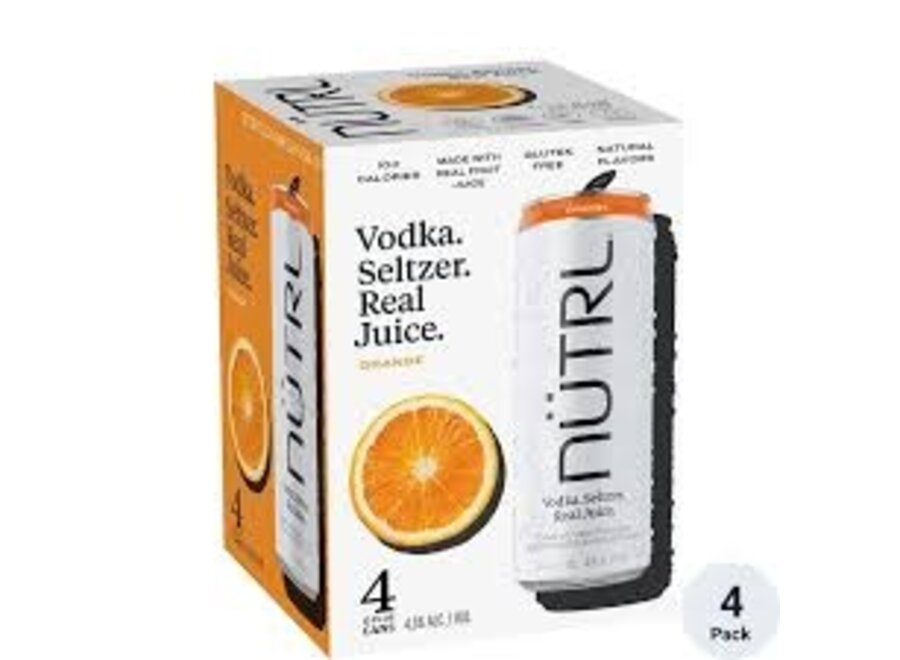 NUTRL ORANGE VODKA SELTZER 4PK/12OZ CAN
