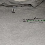 Next Level Apparel Fish Tales Logo Shirt - Gray with pocket Logo and Full logo on Back