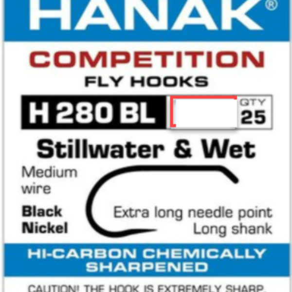 HANAK Stillwater & Wet Hooks Model 280 25 Pack Size
