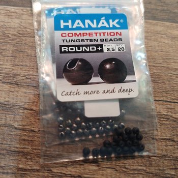 HANAK Tungsten Beads Round+ Black Matt 20 pcs