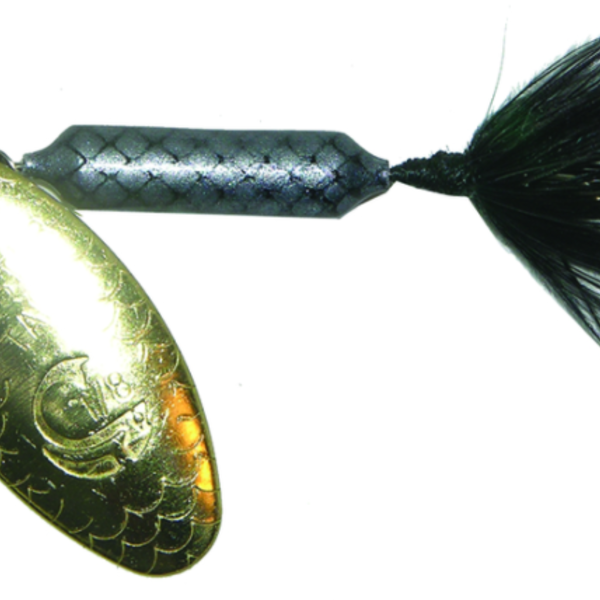 WORDENS 208-BL Rooster Tail In-Line Spinner, 2 1/4", 1/8 oz, Treble Hook, Black Brass Blade