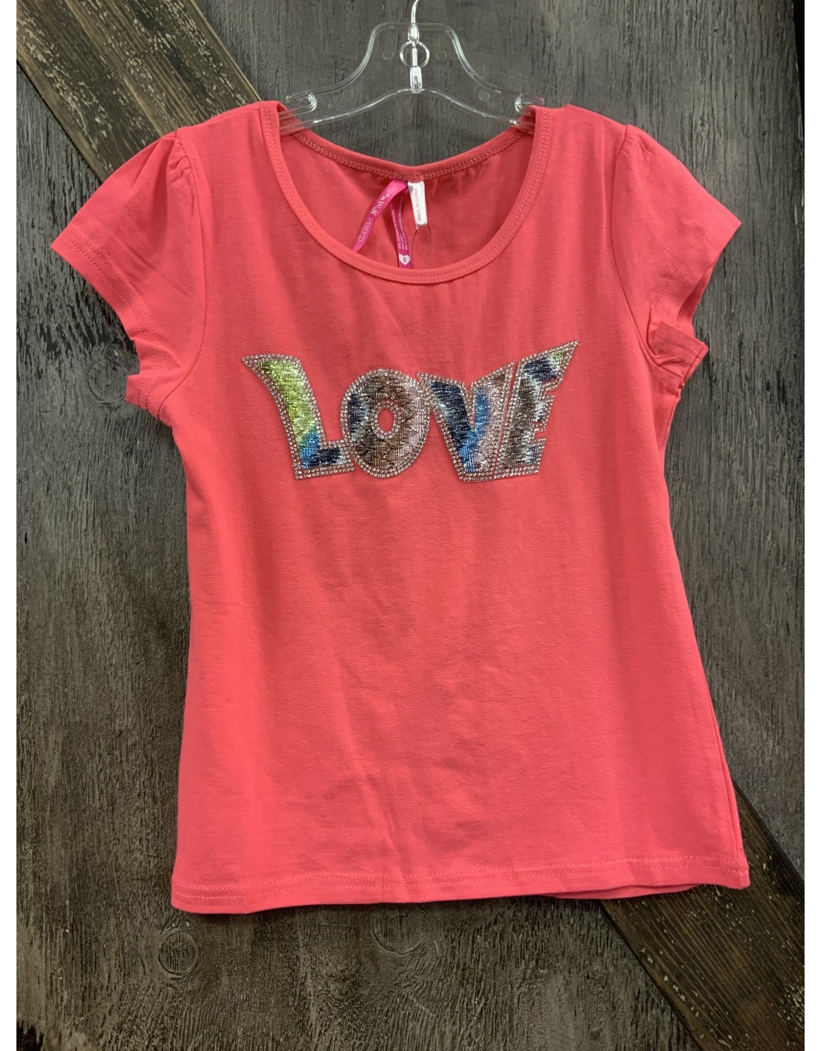 GIRL’S CORAL LOVE PATCH SHIRT
