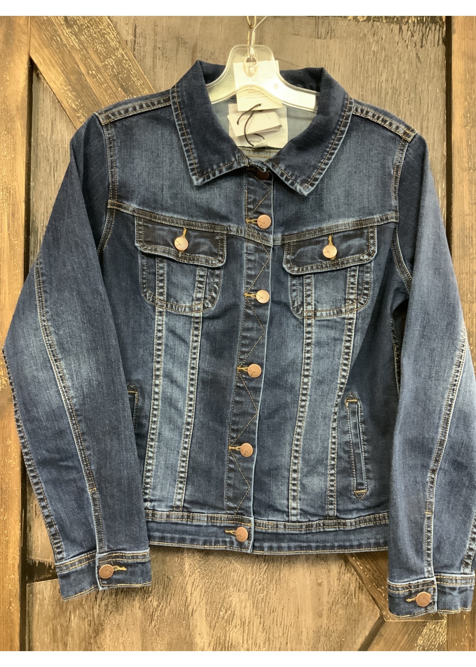 LADIES DARK BLUE STRETCH DENIM JACKET